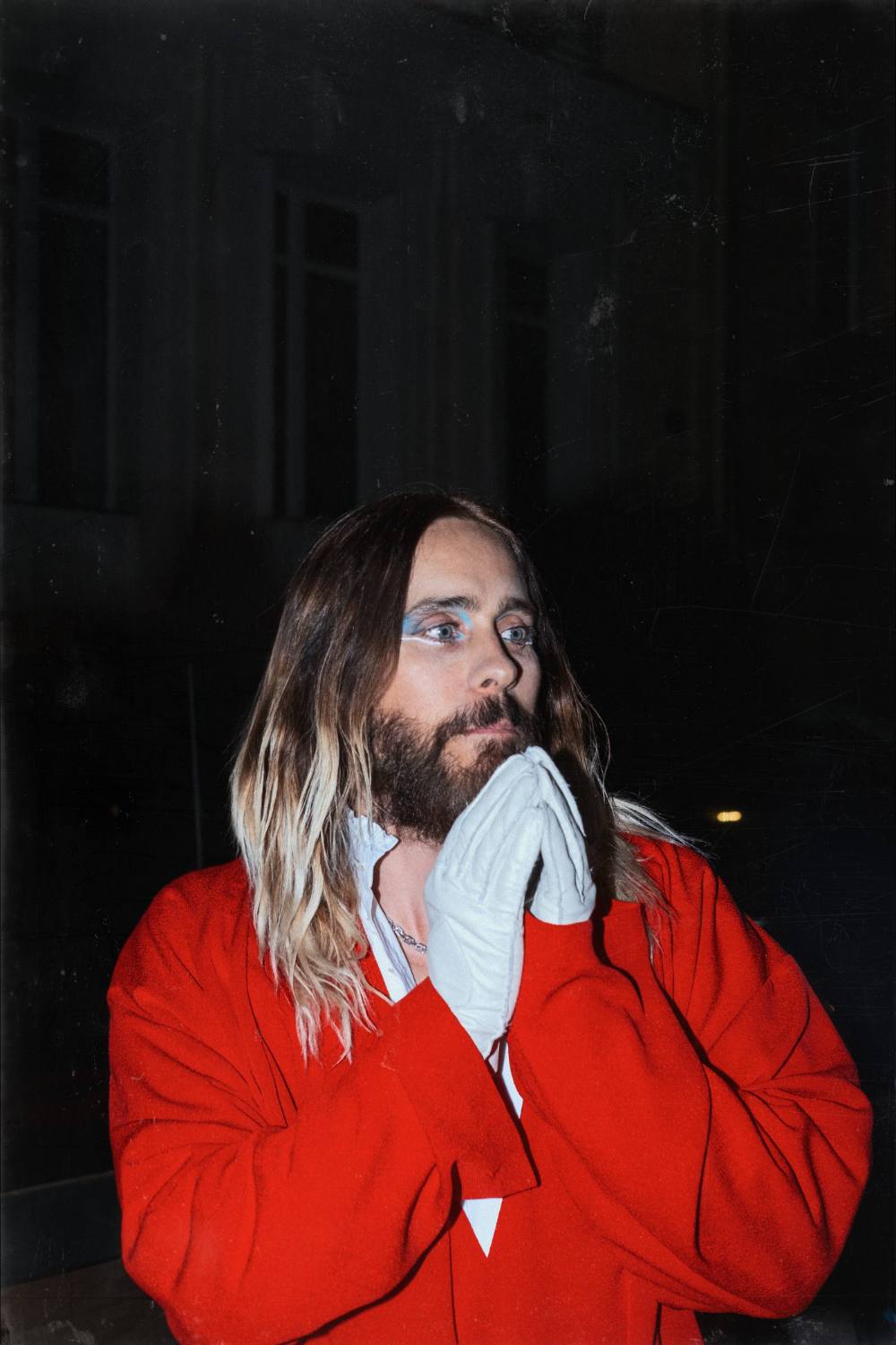 Paris Fashion Week portrait in a red knit